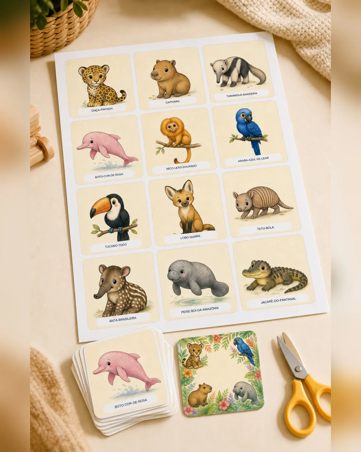 Jogo da Memória Animais do Brasil para imprimir